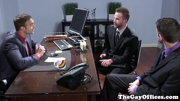 Best Officesex hunks threeway fun after interview cool Tube
