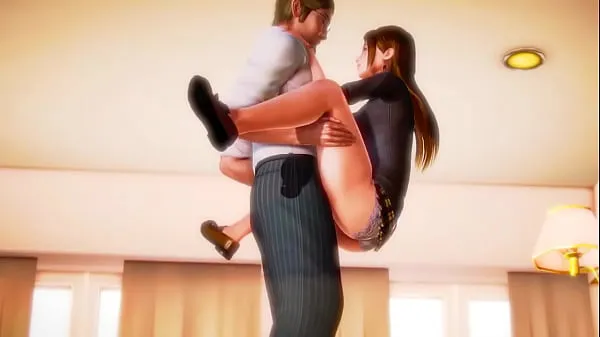 最好的可愛的女士在色情無盡的動畫視頻中與一個男人在她的床上做愛凉爽的管子