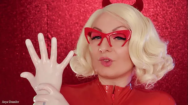 Beste ASMR: vinyl nitrile gloves (blogger Arya Grander in latex rubber Halloween costume kule rør